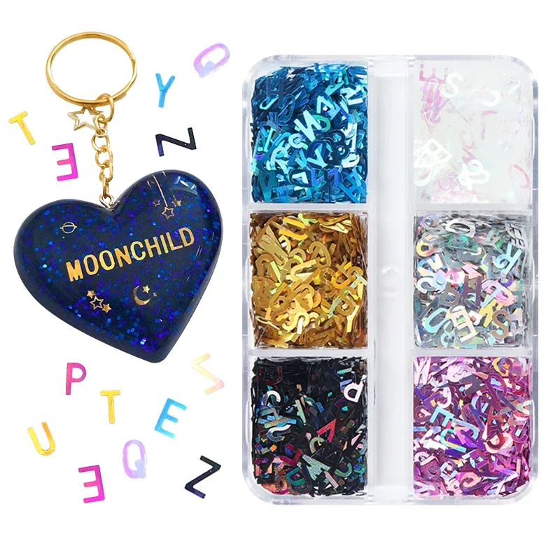 Resin Ocean Wave Mold - Holographic Glitter English Alphabet Flakes Resin