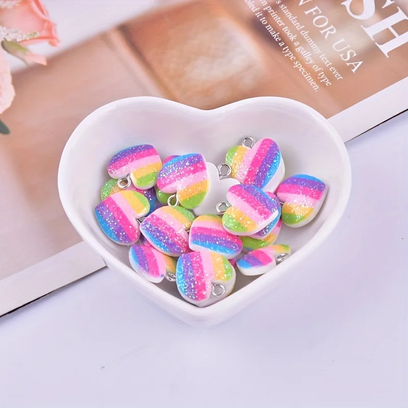 10Pcs Colorful Heart Resin Cha - Crafting Resin ulasan dan harga