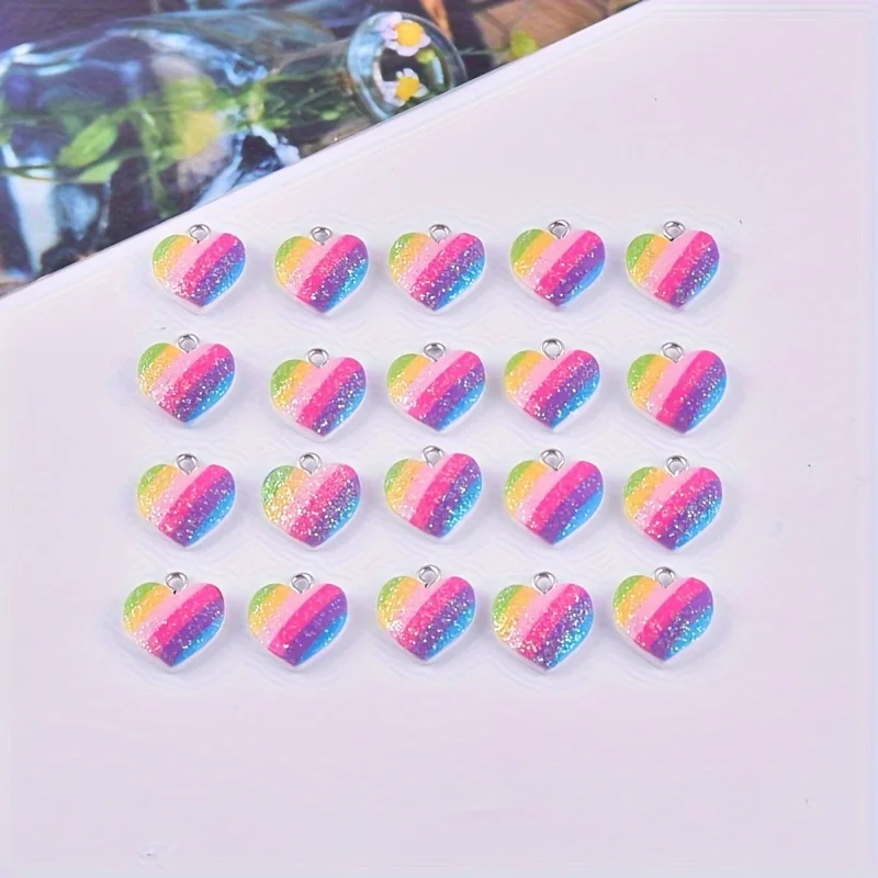 10Pcs Colorful Heart Resin Cha - Crafting Resin ulasan dan harga