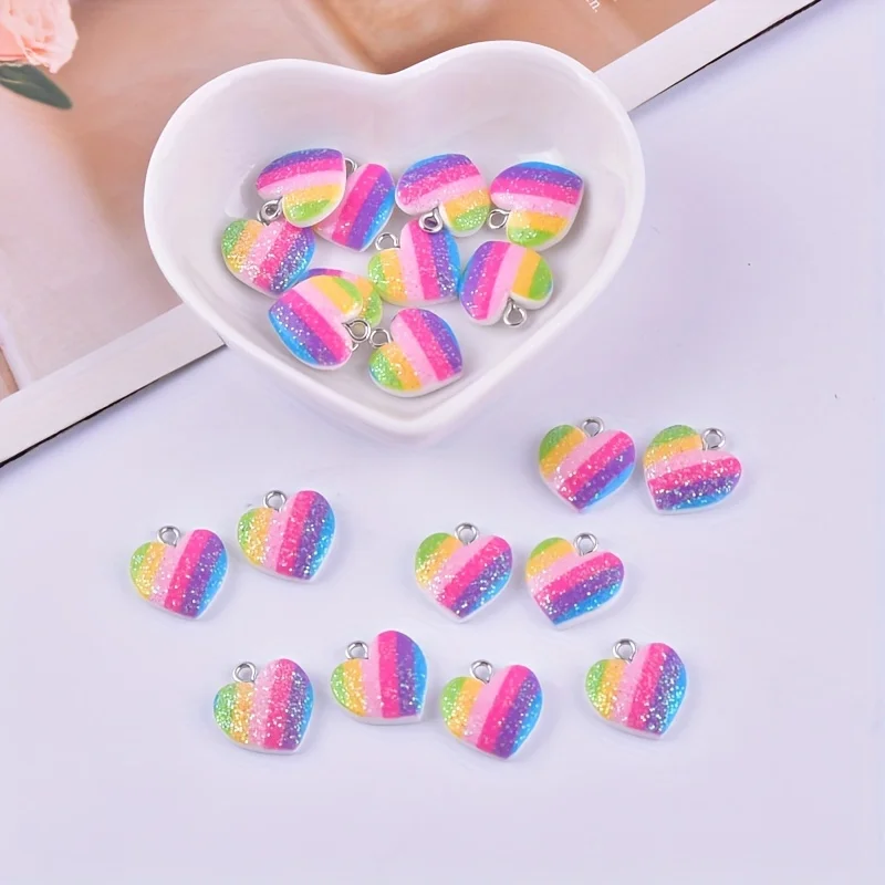 10Pcs Colorful Heart Resin Cha - Crafting Resin ulasan dan harga