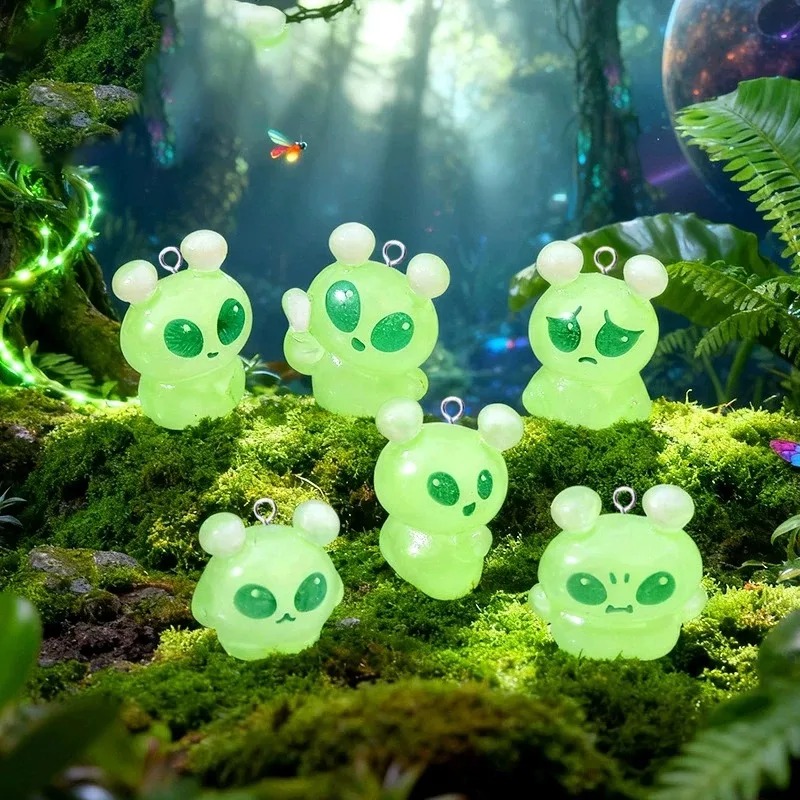 10Pcs Cute Mini Green Alien Re - Resin Craft Projects ulasan dan harga