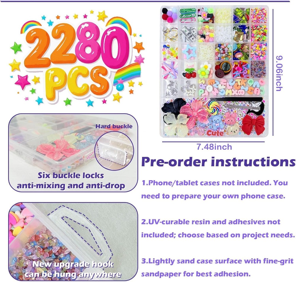 2280Pcs Junk Case Charms Kit,  - Resin Craft Kit ulasan dan harga