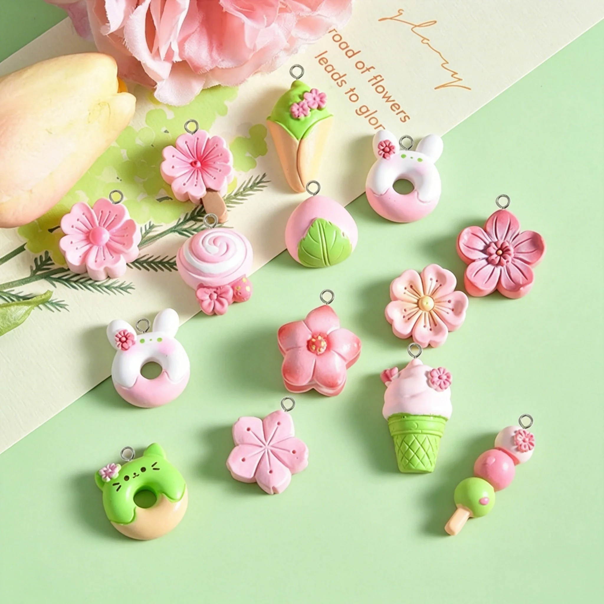 10Pcs Mixed Sweet Resin Pendan - Resin Craft Supplies ulasan dan harga