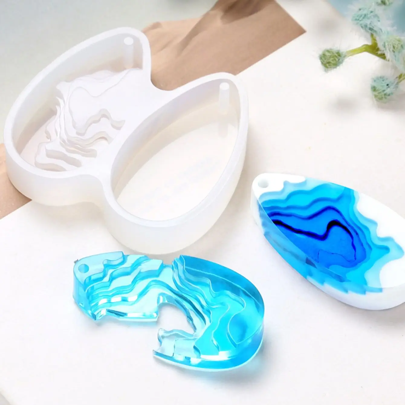 Round Water Drop Handmade DIY  - Resin Ocean Wave Mold ulasan dan harga