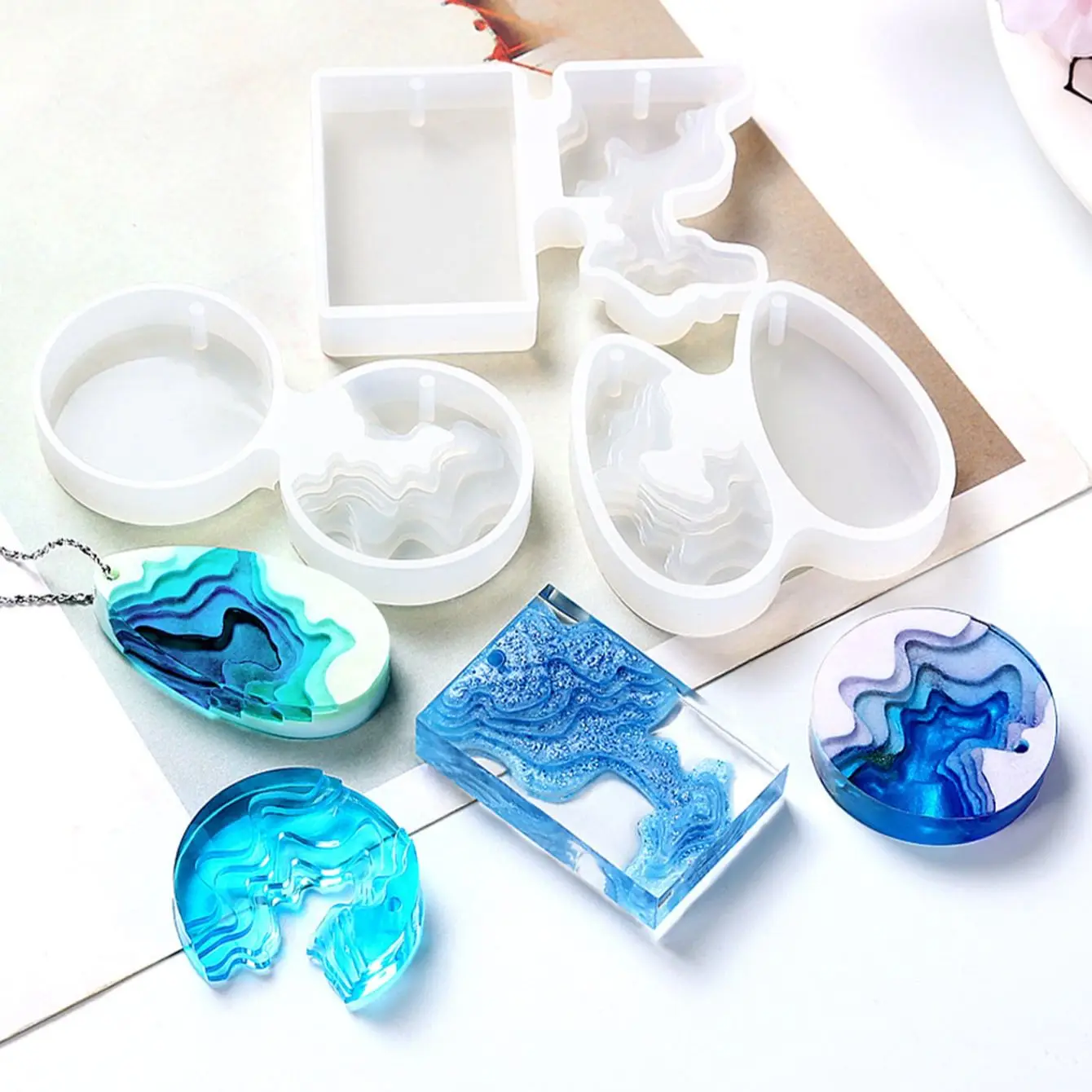 Round Water Drop Handmade DIY  - Resin Ocean Wave Mold ulasan dan harga