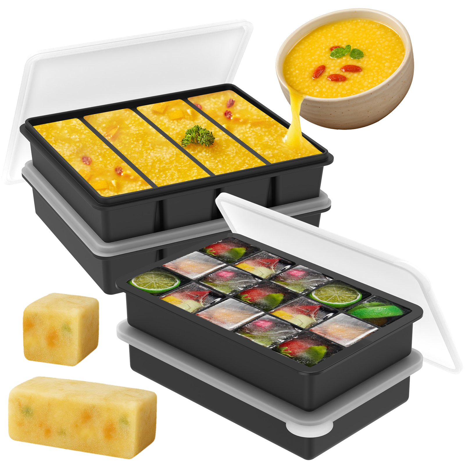 4 Pack Silicone Freezer Tray w - Serving Tray Mold ulasan dan harga