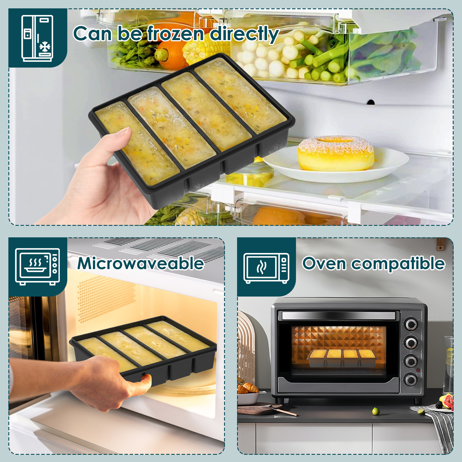4 Pack Silicone Freezer Tray w - Serving Tray Mold ulasan dan harga