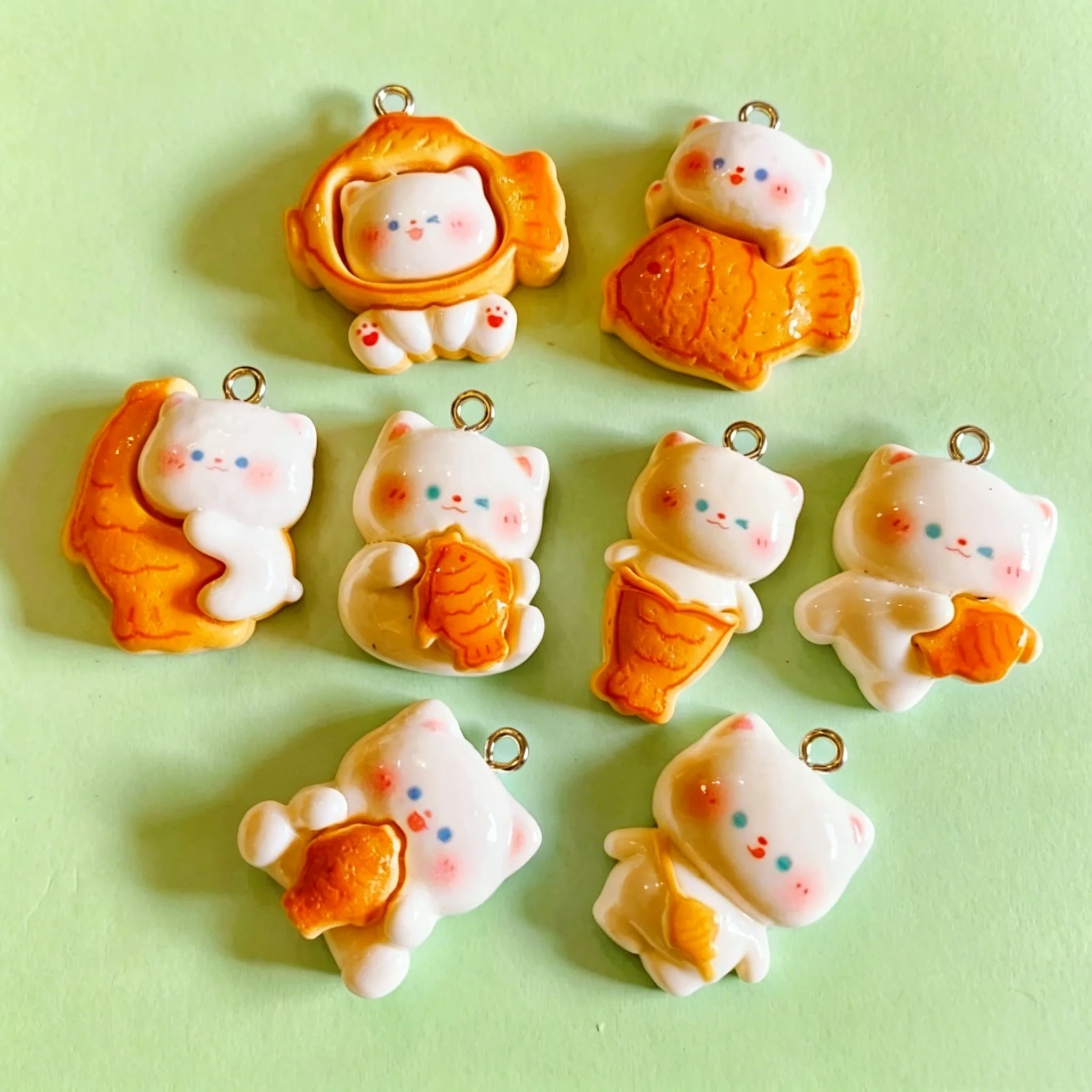 10pcs/lot Cute 3D Taiyaki Cat  - Resin Craft Material ulasan dan harga