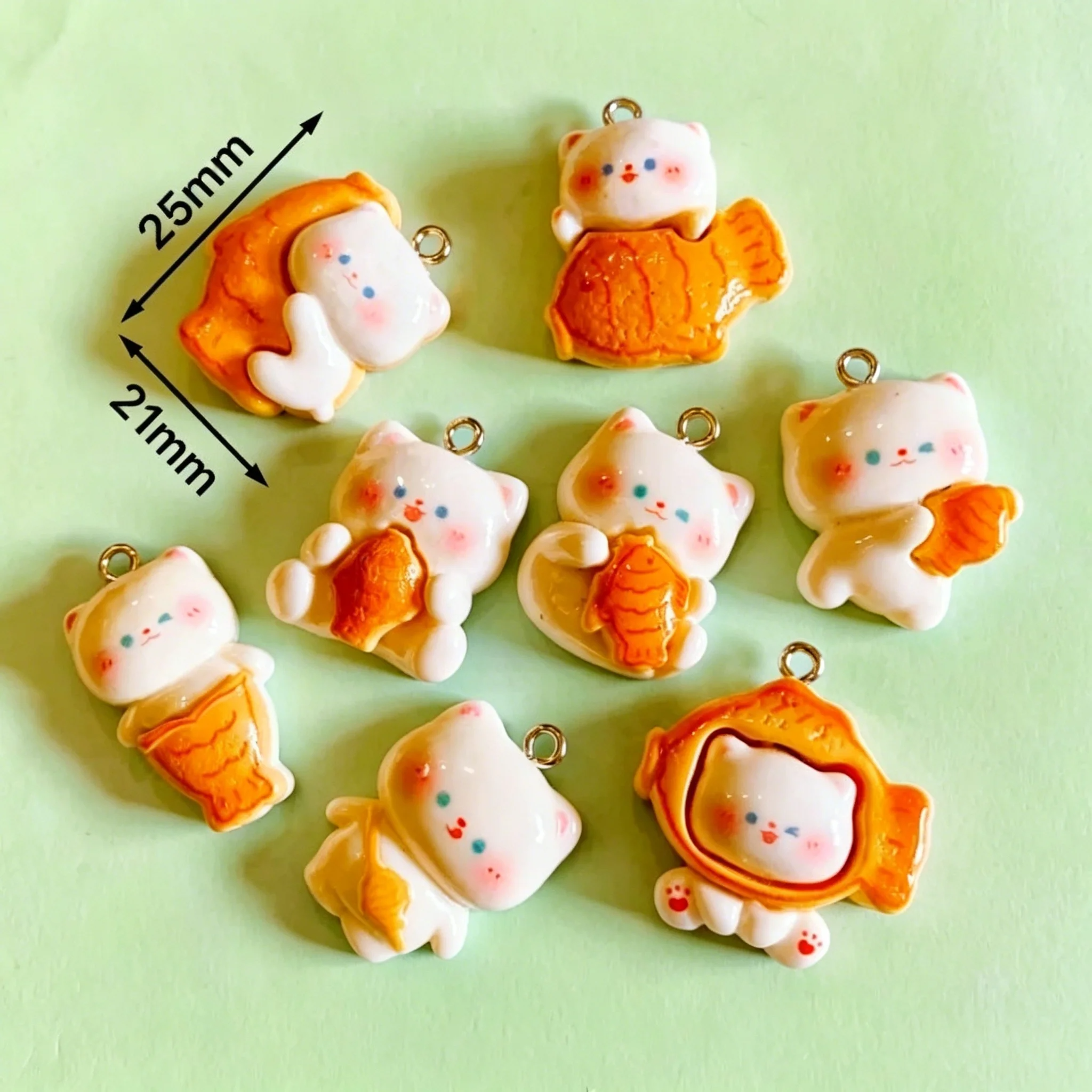 10pcs/lot Cute 3D Taiyaki Cat  - Resin Craft Material ulasan dan harga