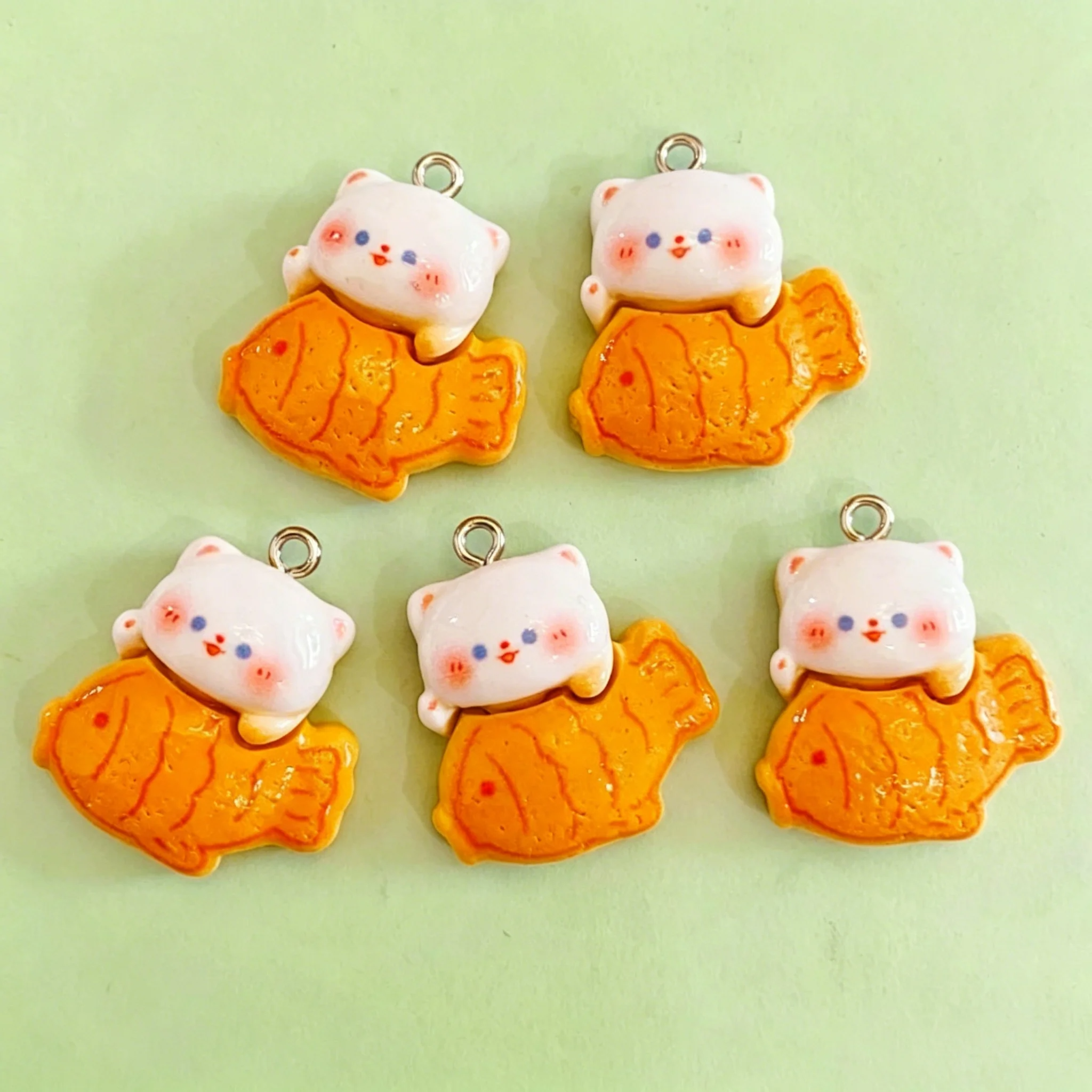 10pcs/lot Cute 3D Taiyaki Cat  - Resin Craft Material ulasan dan harga