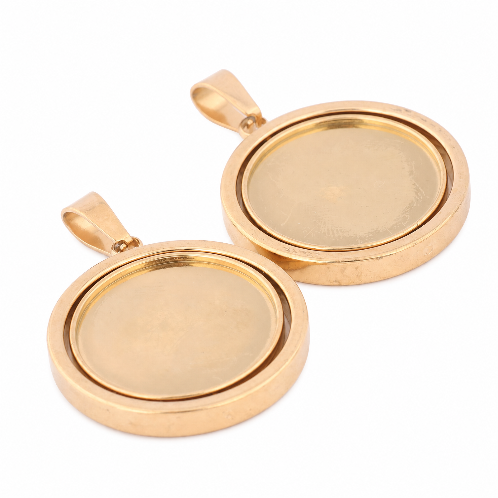 5pcs Stainless Steel Gold Plat - Bezels Set Pendant ulasan dan harga