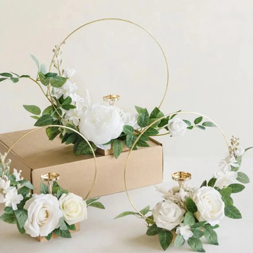 10-50cm Gold Metal Flowers Hoo - Wood Ring Blank ulasan dan harga