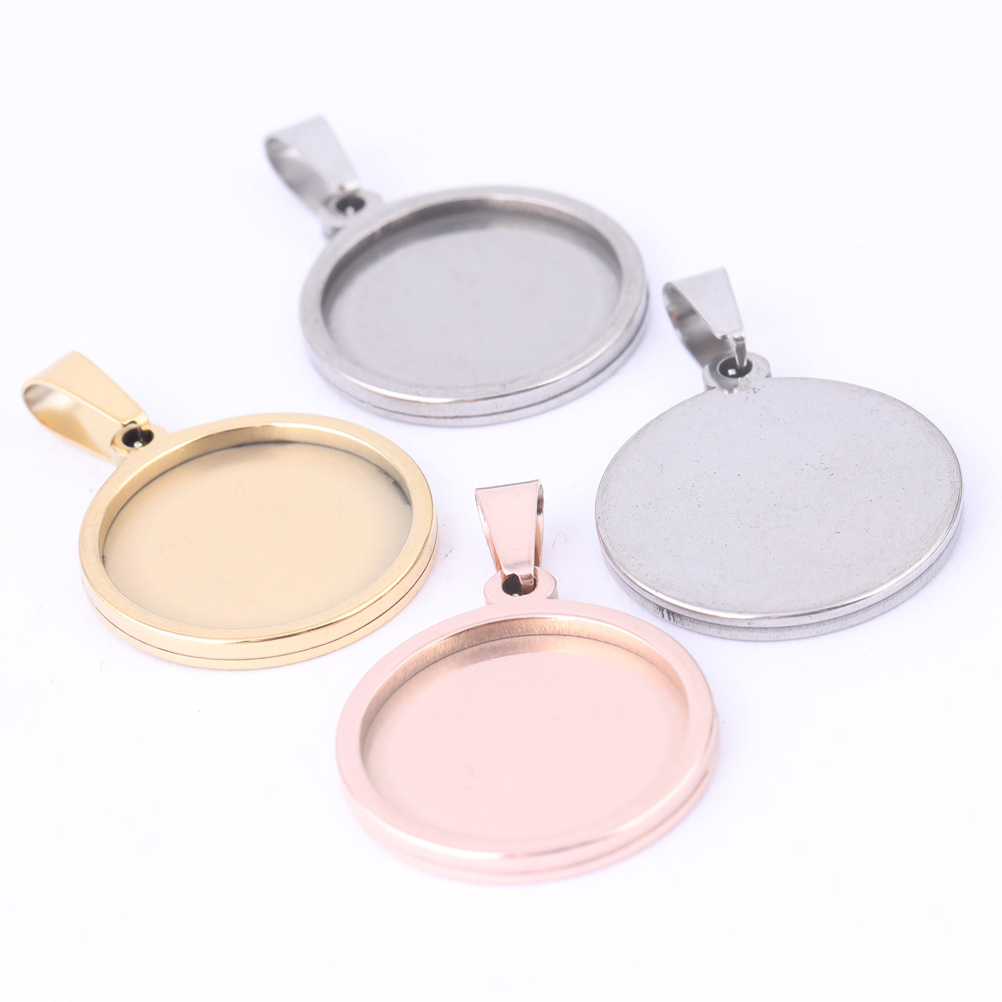 5pcs Stainless Steel 16mm 18mm - Bezels Set Pendant ulasan dan harga