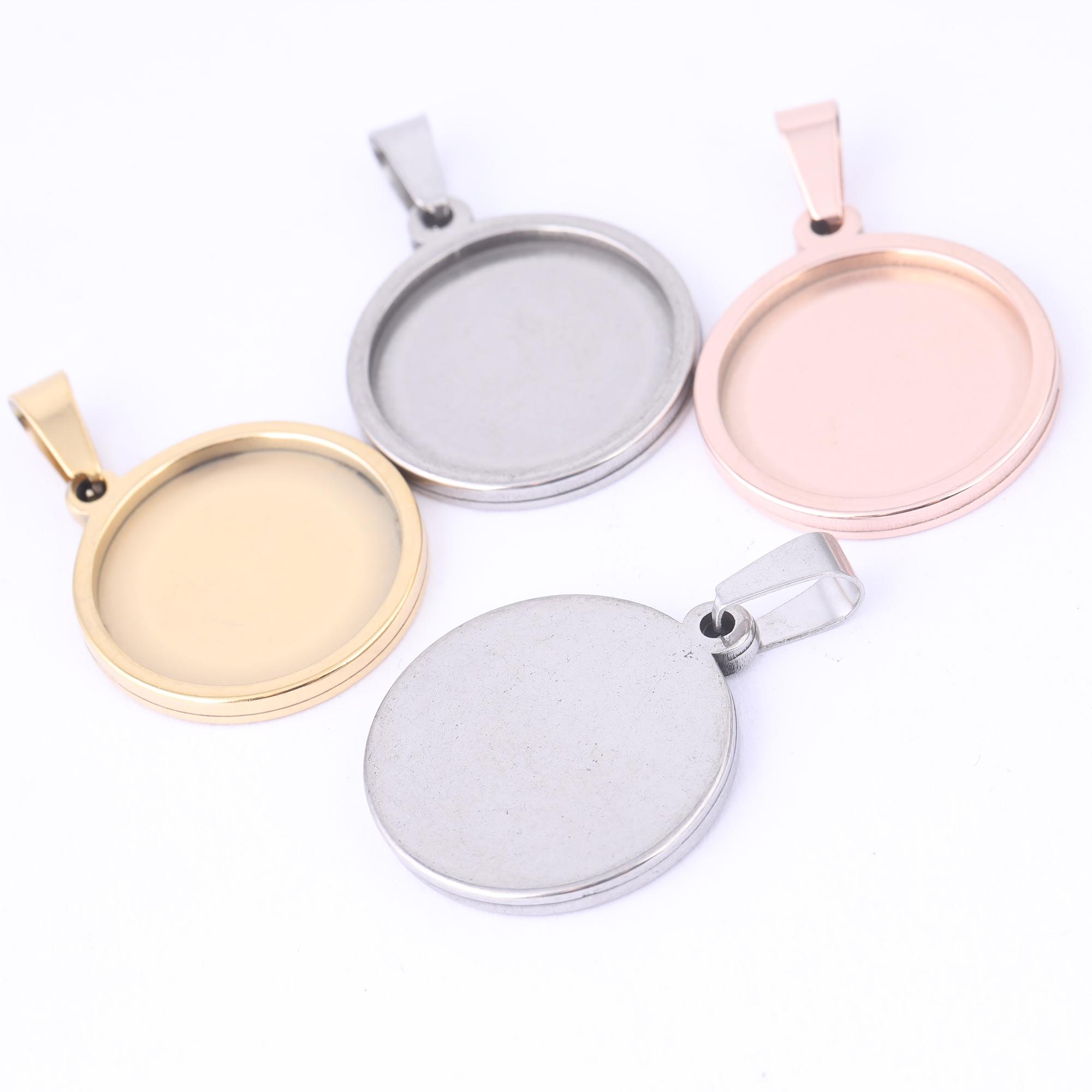 5pcs Stainless Steel 16mm 18mm - Bezels Set Pendant ulasan dan harga